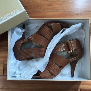 Brown Leather Michael Kors Gladiator Heels